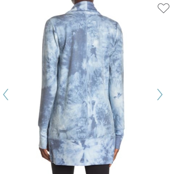 90 Degree By Reflex Shawl Collar Open Front Cardigan Size Small Tie Dye Blue - Picture 14 of 15